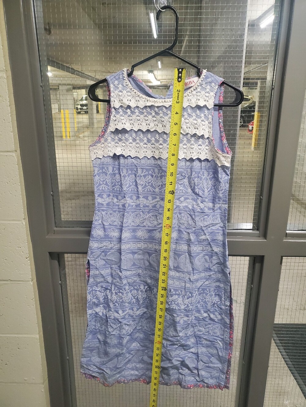 Biba Light Blue Dress with White Floral Lace